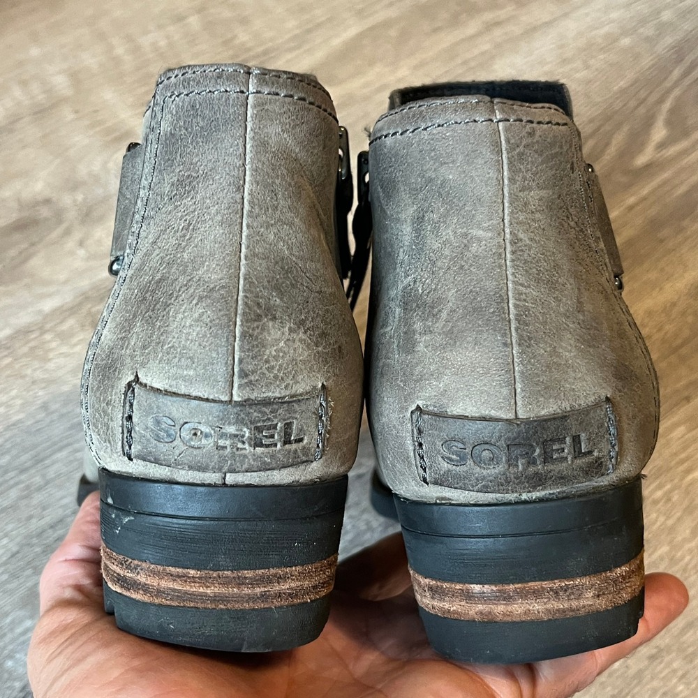Sorel Lolla Ankle Boots Gray Leather Womens 7.5 UK 5.5 EU 38.5 - Picture 6 of 9